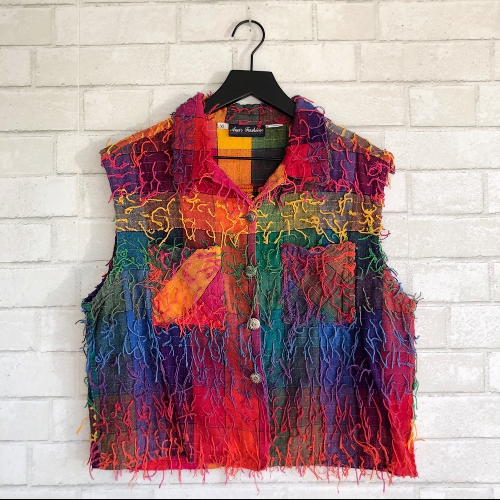 Vintage Style Guatemalan Colorful Fringe Top